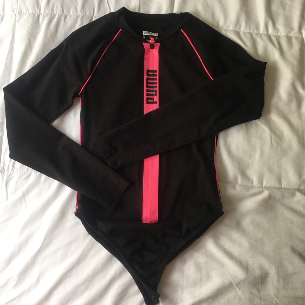 Puma bodysuit. Hot pink and black